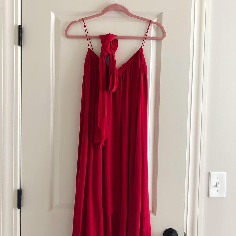 L’Agence Red Silk Dress